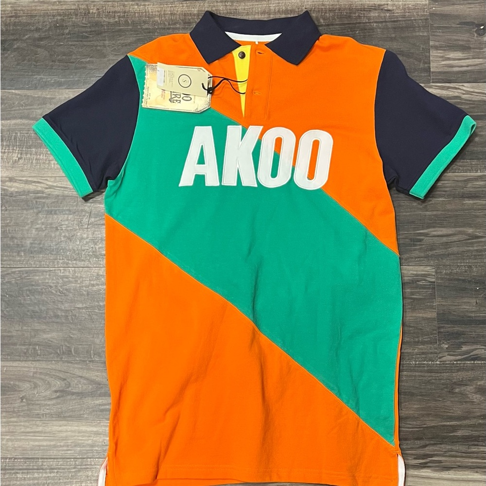 AKOO Colorblock Polo Shirt - Orange, Green, and Navy